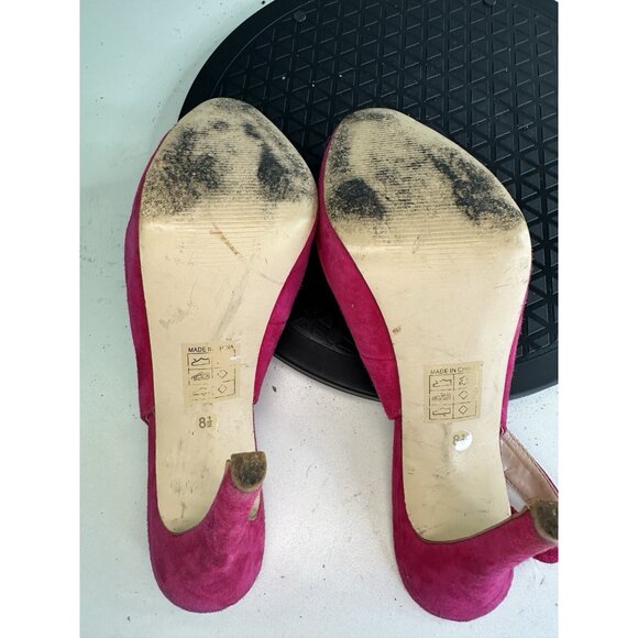 Dolce Vita Bright Pink Suede Strappy Platform Heels Sexy Barbiecore Sz 8.5 - Picture 7 of 8